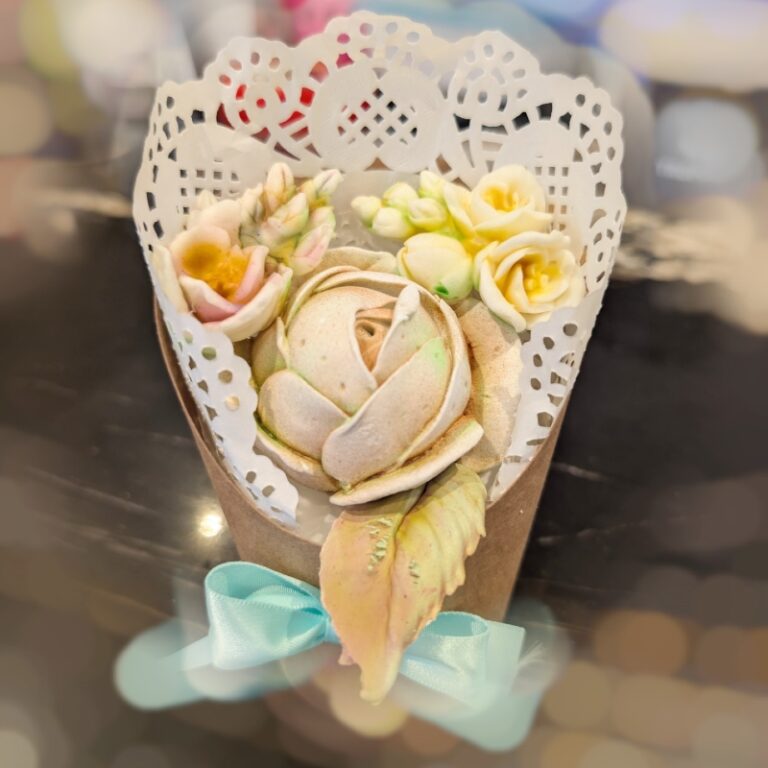 Mini handmade marshmallow flower arrangement