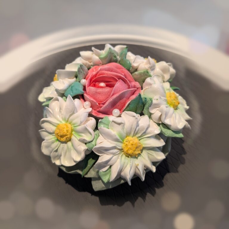 Rose and daisies marshmallow arrangement