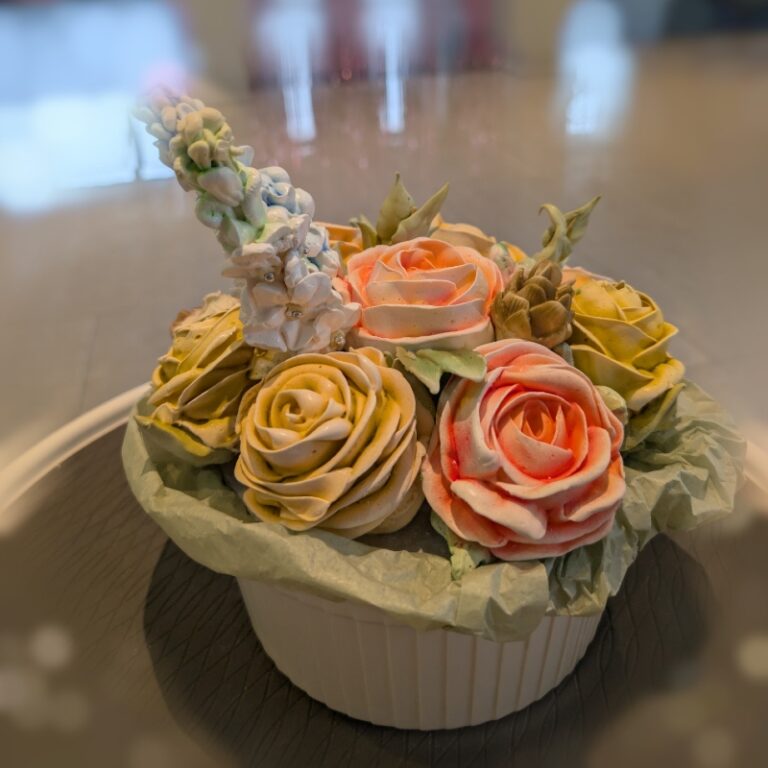 Yellow and peach marshmallow roses