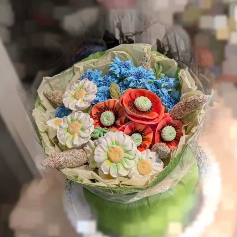 Colorful bouquet of handmade marshmallow flowers, Toronto