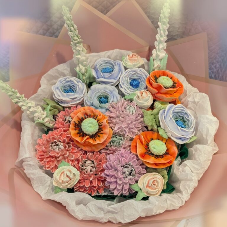 Pastel handmade marshmallow flower bouquet, Toronto
