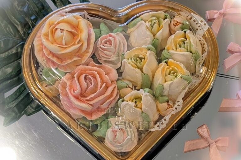 Valentine's clear heart-shaped gift box with handmade marshmallow roses, Toronto