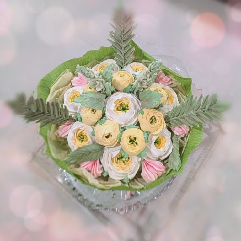 Handmade edible bouquet of marshmallow daisies