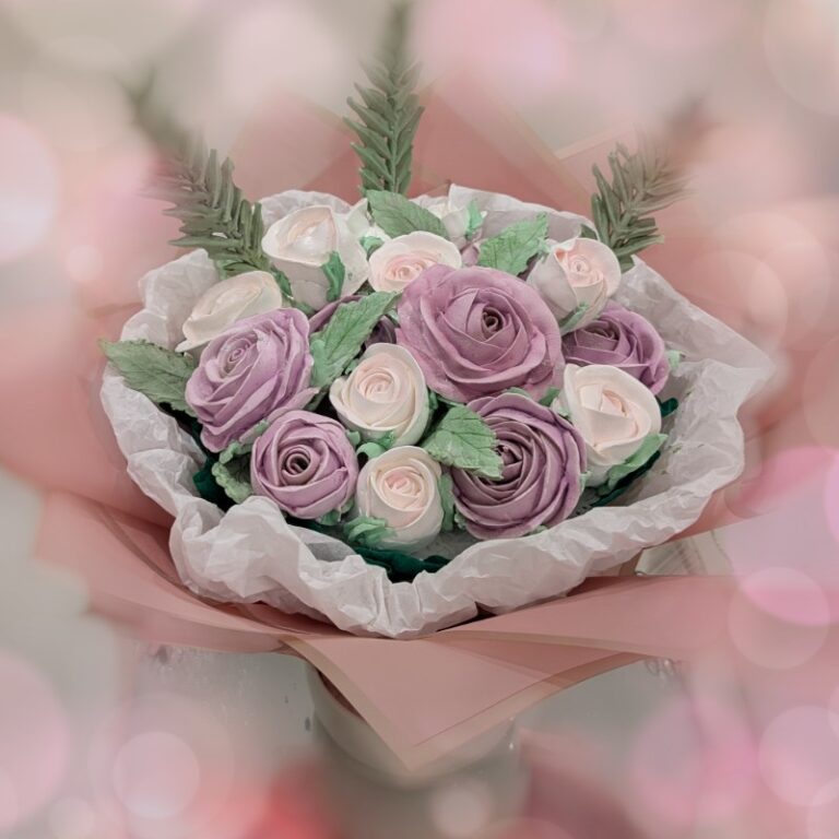 Bouquet of pink and lilac marshmallow roses, Toronto