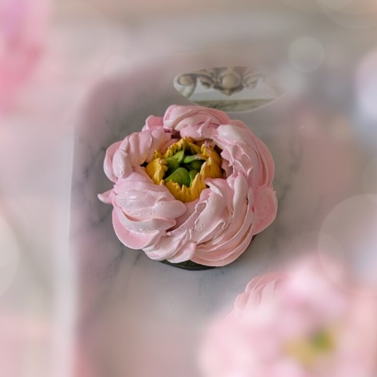 Pink handmade marshmallow peony flower