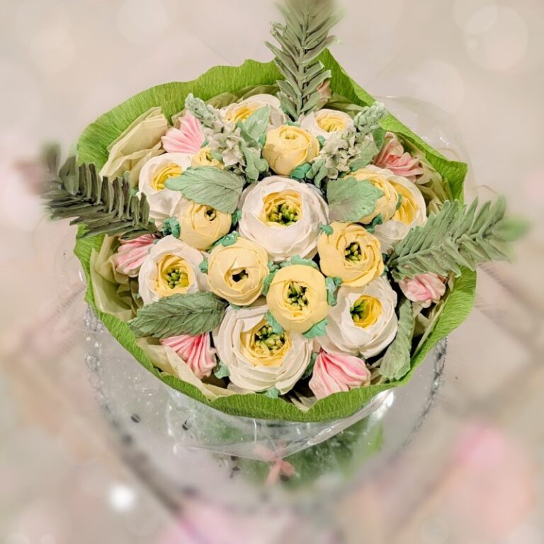 Edible bouquet of white and yellow marshmallow daisies, Toronto