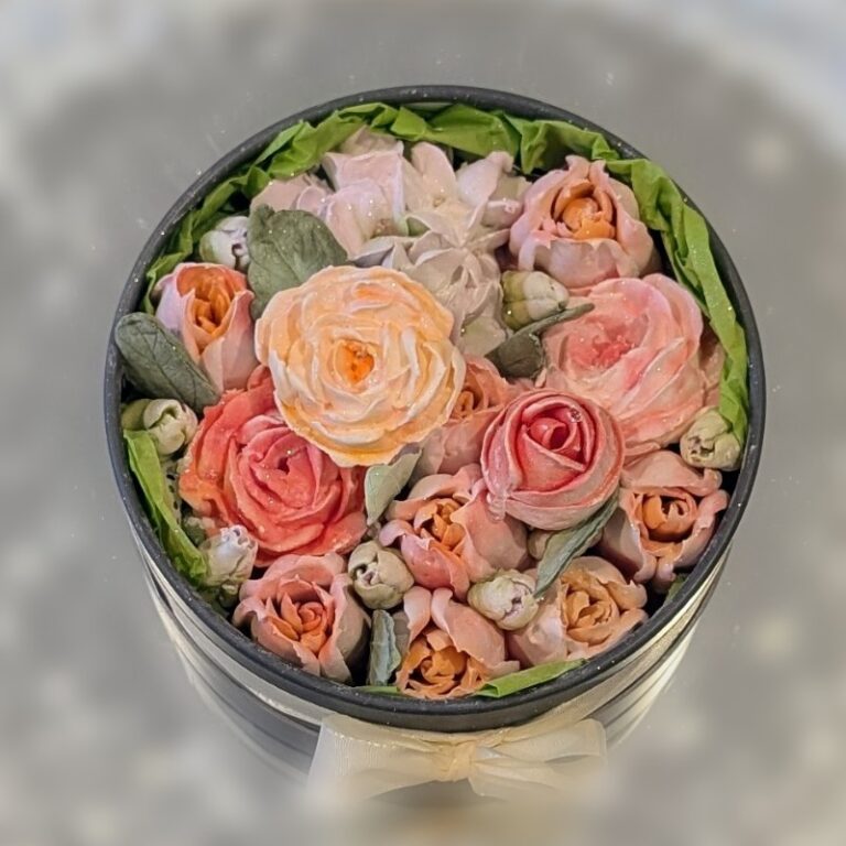 custom marshmallow flowers round gift box